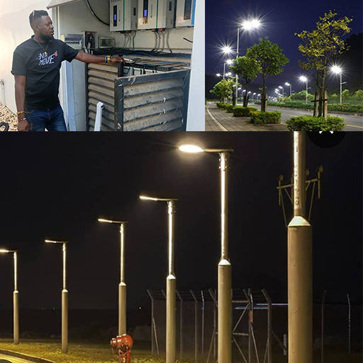 Solar street lighting in a Nigerian community